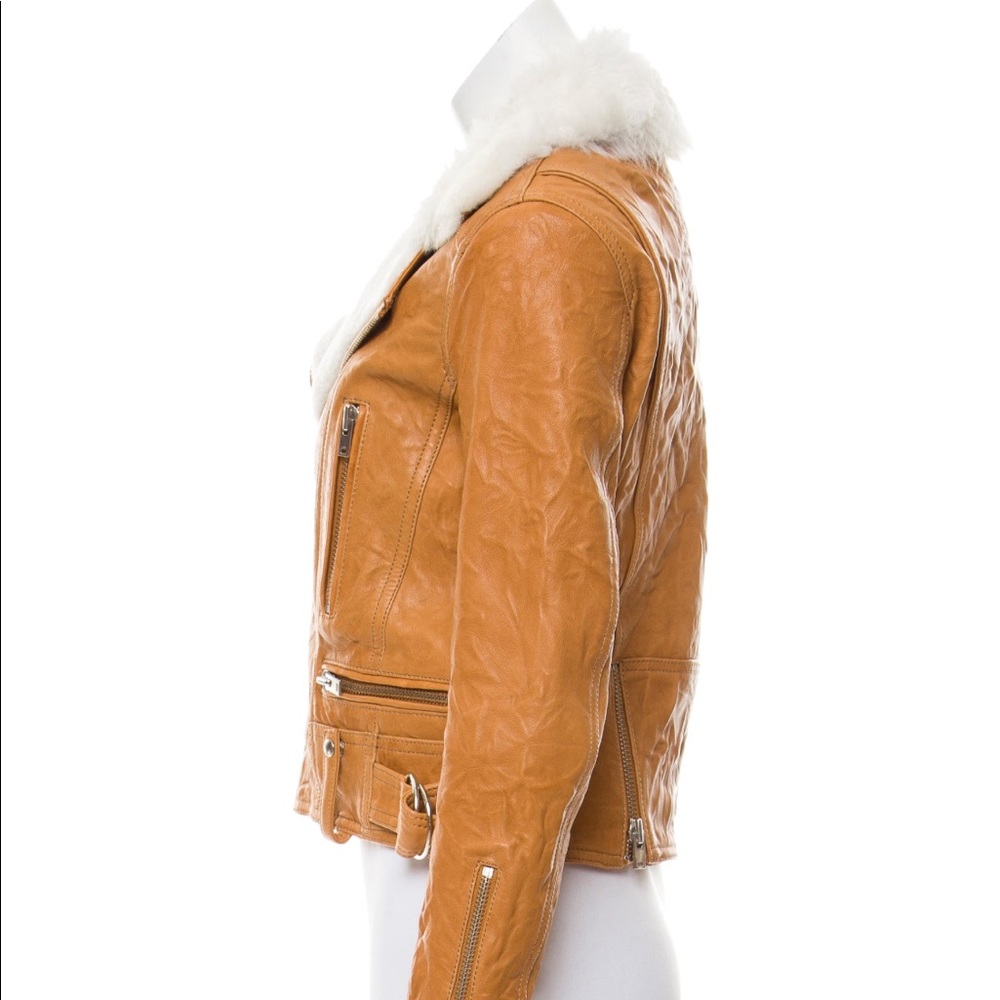 Iro Noemie Camel Shearling Leather Jacket - Picture 7 of 8